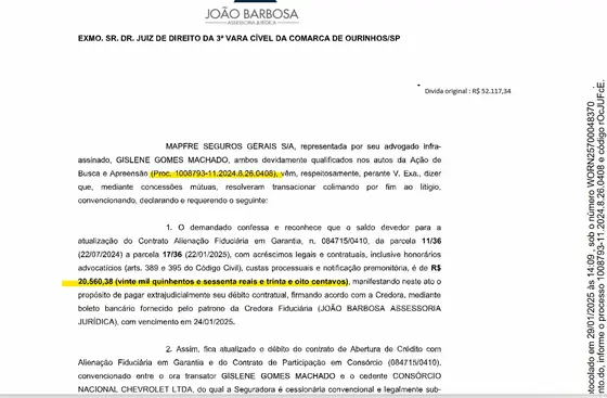 Documento do processo — Transação judicial