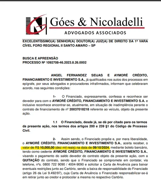 Documento do processo — Defesa contratual
