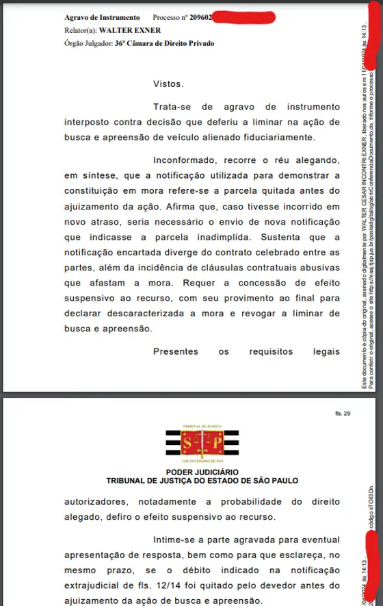 Documento do processo — Agravo de instrumento